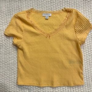 topshop baby doll ribbed yellow t shirt